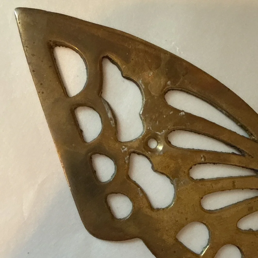VTG Brass Butterfly Hook Collectible Wall Hanging Indoor Decor 10.5x7.5